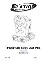 Предварительный просмотр 1 страницы Elation Platinum Spot LED Pro User Manual