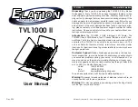 Preview for 1 page of Elation TVL1000-II User Manual