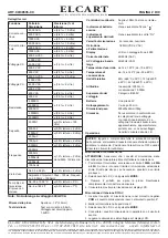 Предварительный просмотр 2 страницы ELCART Nimex 09/08535-00 Operating Instructions Manual