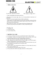 Предварительный просмотр 3 страницы Electra Light E-Line User Manual