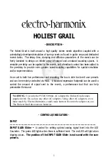 Preview for 1 page of Electro-Harmonix HOLIEST GRAIL Manual