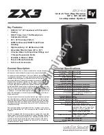 Предварительный просмотр 1 страницы Electro-Voice 12" Two-Way Passive 60 x 60, 600W Loudspeaker System ZX3-60 Technical Specifications