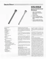 Предварительный просмотр 1 страницы Electro-Voice 635L Specification Sheet