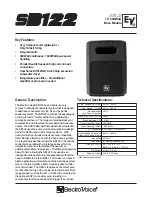 Предварительный просмотр 1 страницы Electro-Voice Bass Module Sb122 Technical Specifications