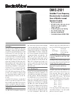 Electro-Voice DeltaMax DME-2181 User Information предпросмотр