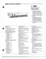 Electro-Voice Dynacord Linear Precision L 1000 Specification Sheet предпросмотр