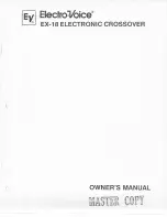 Предварительный просмотр 1 страницы Electro-Voice Electronic Crossover EX-18 Owner'S Manual