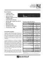 Предварительный просмотр 1 страницы Electro-Voice Four-Channel Power Amplifier PA4150 Specification Sheet