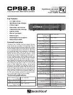 Electro-Voice High-Efficient, Lightweight Two-Channel Power Amplifier CPS2.8 Specification Sheet предпросмотр