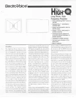 Предварительный просмотр 1 страницы Electro-Voice High Frequency Projector Specification Sheet