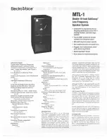 Предварительный просмотр 1 страницы Electro-Voice MTL-1 Specification Sheet