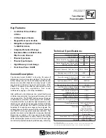 Electro-Voice PA2250T Specification Sheet предпросмотр