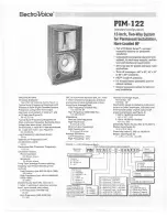 Electro-Voice PIM-122 Specification Sheet предпросмотр