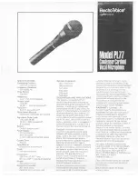 Предварительный просмотр 1 страницы Electro-Voice PL77 Specification Sheet