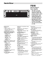 Предварительный просмотр 1 страницы Electro-Voice Precision P2000 Specifications