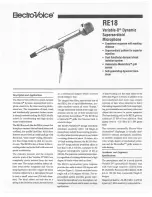 Предварительный просмотр 1 страницы Electro-Voice RE18 Specification Sheet