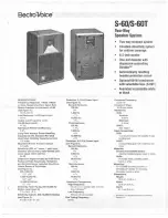 Предварительный просмотр 1 страницы Electro-Voice S-60 Specification Sheet