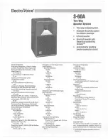 Electro-Voice S-60A Specification Sheet предпросмотр