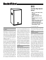 Preview for 1 page of Electro-Voice S15 Specifications