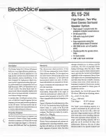 Предварительный просмотр 1 страницы Electro-Voice SL 15-2H Specification Sheet