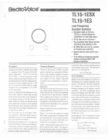 Предварительный просмотр 1 страницы Electro-Voice TL15-1ES Brochure & Specs