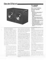 Electro-Voice TL880P Brochure & Specs предпросмотр