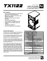 Предварительный просмотр 1 страницы Electro-Voice TX1122FM Specification Sheet