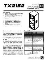 Electro-Voice TX2152 Specification Sheet предпросмотр