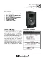 Electro-Voice Xi Series Xi-1122A/85F Technical Specifications preview