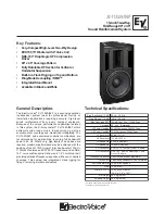 Electro-Voice Xi Series Xi-1152A/94F Technical Specifications предпросмотр