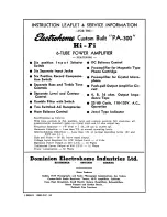 Preview for 1 page of Electrohome PA-300 Instruction Leaflet & Service Information