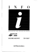 Preview for 1 page of Electrolux 1000 Series Installation And Instruction Manual