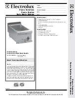 Electrolux 168769 Specification Sheet preview