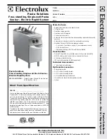 Preview for 1 page of Electrolux 200374 Specification Sheet