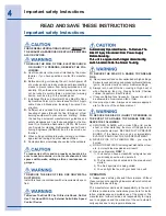 Preview for 4 page of Electrolux 316488524 Installation, Use & Care Manual