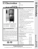 Preview for 1 page of Electrolux Air-O-Steam 267085 Specification Sheet