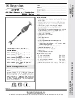 Electrolux Dito 601918 Specification Sheet preview