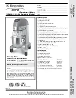 Electrolux Dito XEM-20 Specification Sheet preview