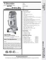 Electrolux Dito XEM-30 Specification Sheet предпросмотр