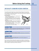 Preview for 13 page of Electrolux E301C75FSS - Icon Designer Series Electric Cooktop Use And Care Manual