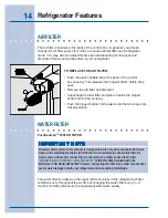 Preview for 14 page of Electrolux E32AF75FPS - Icon - Refrigerator Use & Care Manual