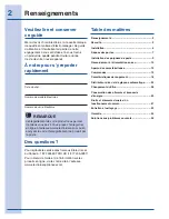 Preview for 2 page of Electrolux EI26SS30JS (French) Guide D'Utilisation Et D'Entretien