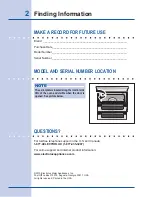 Preview for 2 page of Electrolux EI30GS55L Use And Care Manual