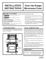 Electrolux EI30MH55GZ - 2.1 cu. ft. Microwave Oven Installation Instructions Manual preview
