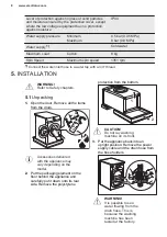 Предварительный просмотр 8 страницы Electrolux EW6F348WC User Manual