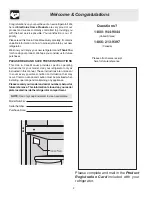 Preview for 2 page of Electrolux FRT21S6AW1 Use & Care Manual