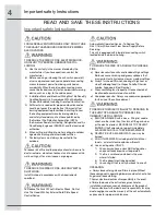 Preview for 4 page of Electrolux ICON RH42PC60GS Installation, Use & Care Manual