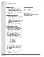 Preview for 8 page of Electrolux ICON RH42PC60GS Installation, Use & Care Manual