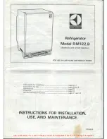 Preview for 1 page of Electrolux RM122 Instructions For Installation, Use And Maintenance Manual