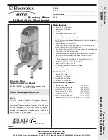 Preview for 1 page of Electrolux XEM-40 Specification Sheet